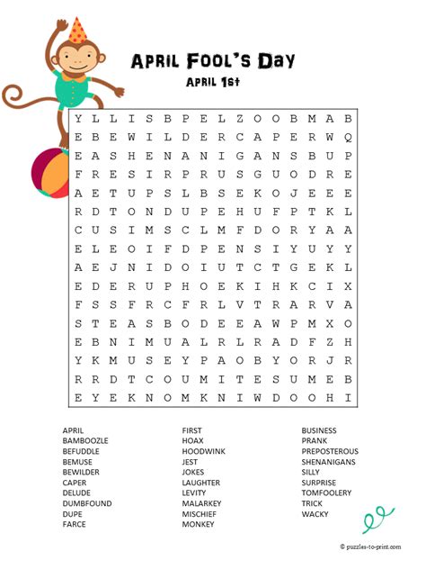 Free Printable April Fools Day Activities